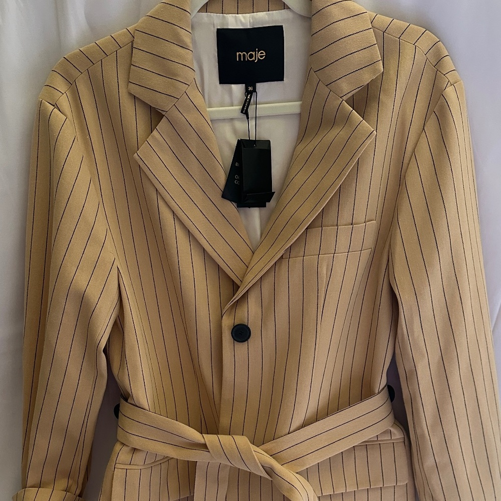 Maje stripe linen blazer- beige- 36